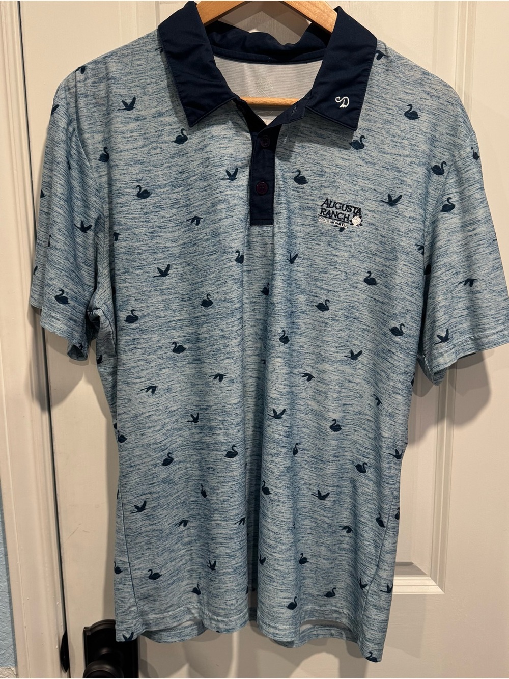 Augusta Ranch Light Blue Polo with Navy Collar
